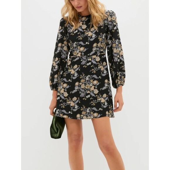 Hyacinth House Dresses & Skirts - Tuckernuck Hyacinth House Black Sophia Floral Long Sleeve Mini Dress Size Small